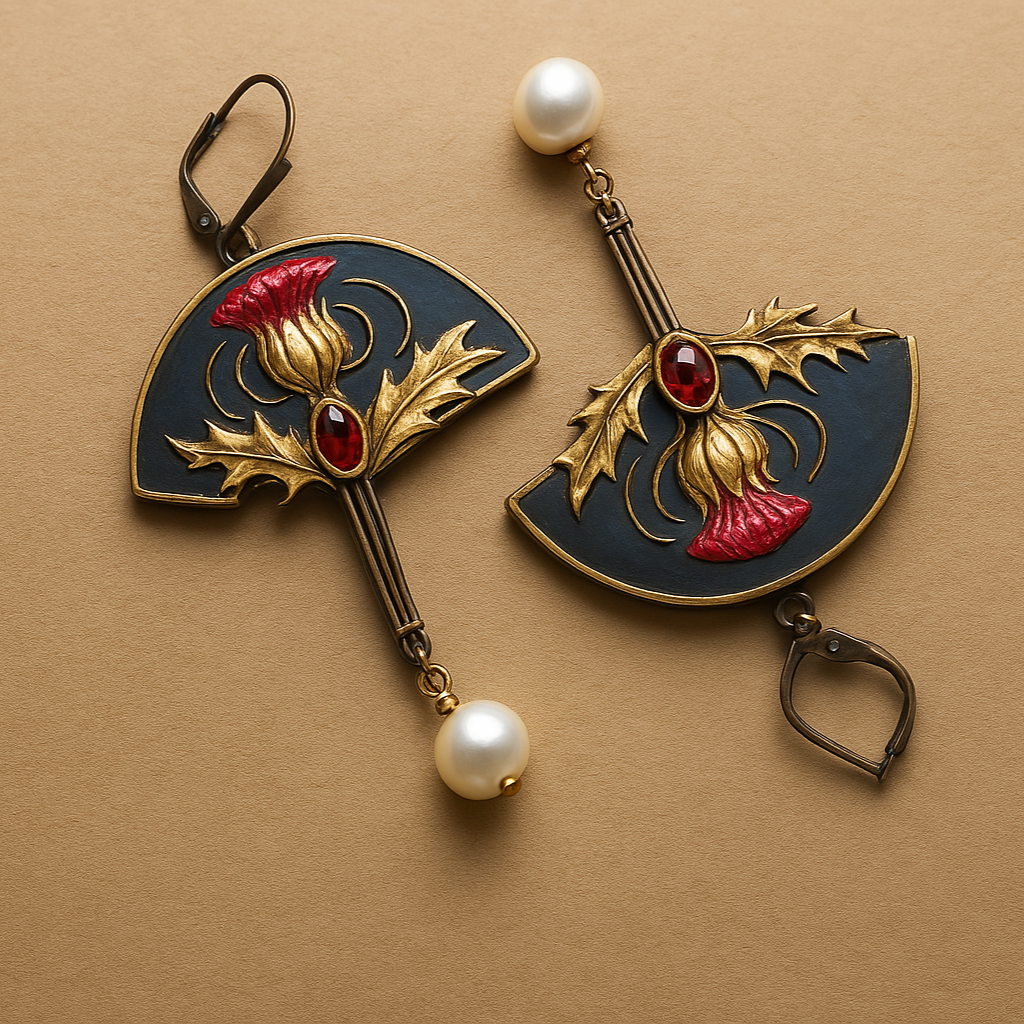 Nicole | Boho Earrings with Pearls and Red Crystal