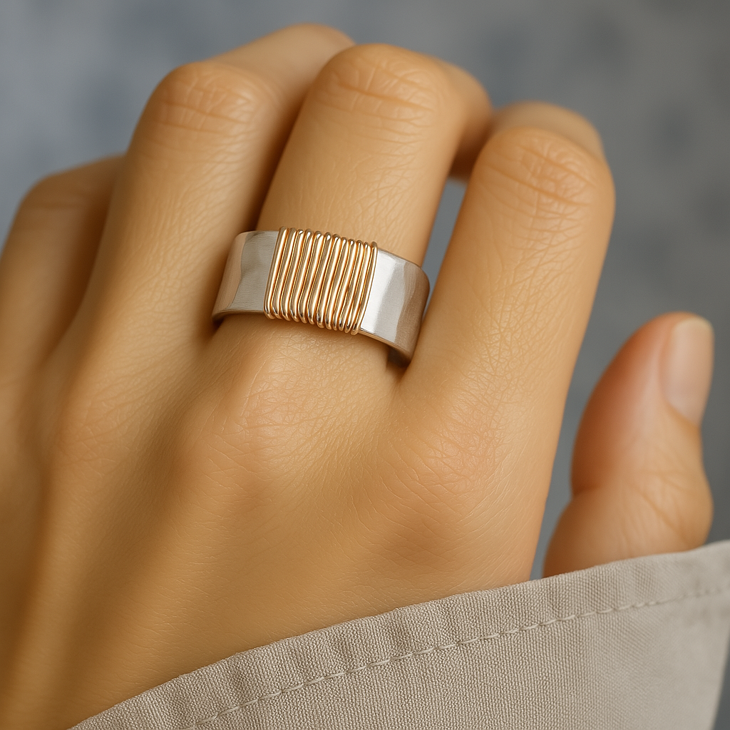 Leanne | Vintage Golden Threads Silver Ring