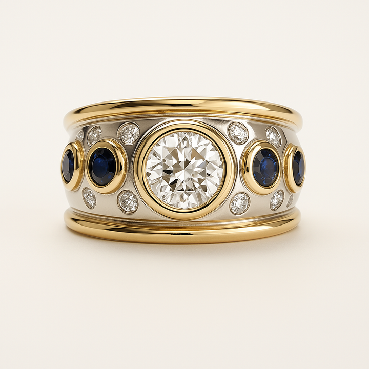Leila | Vintage Golden Inlaid Zirconia Ring