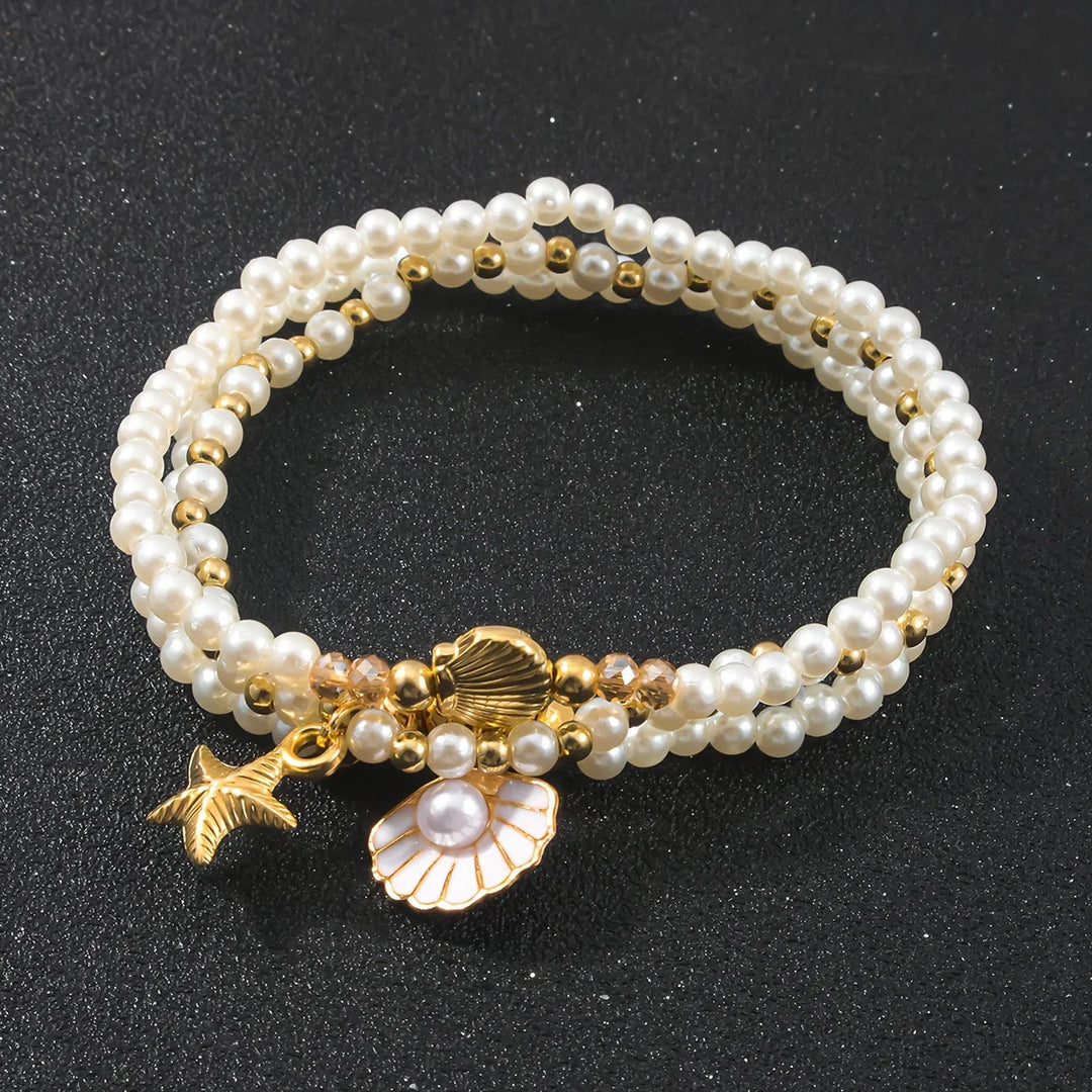 Set of 3 Elegant Pearl Bracelets