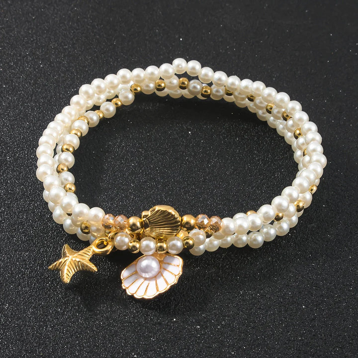 Set of 3 Elegant Pearl Bracelets