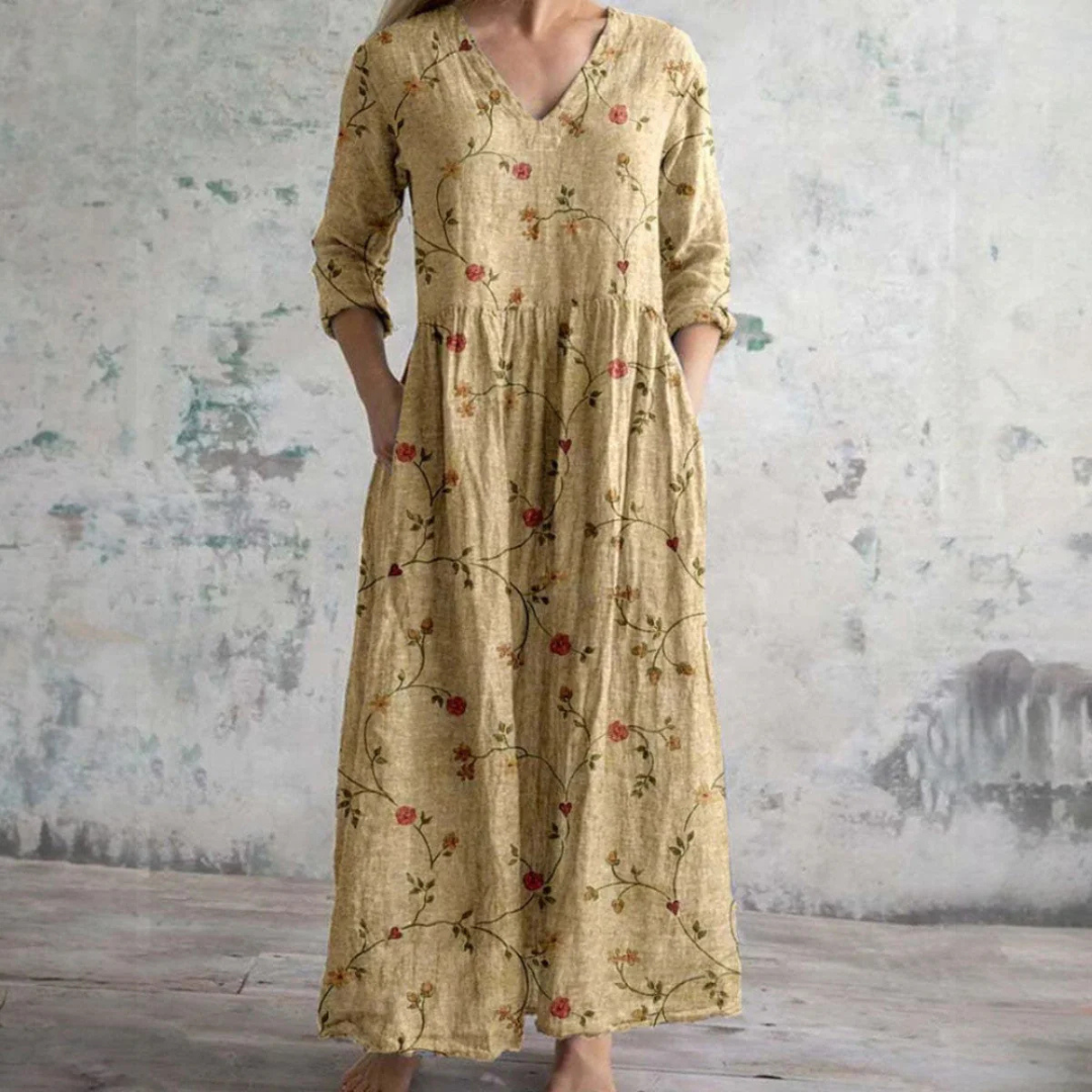 Fiona Floral Linen-Cotton Dress