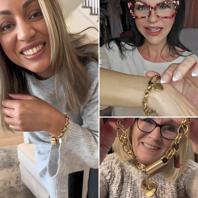 Sophie | Golden Heartened Chunky Bracelet