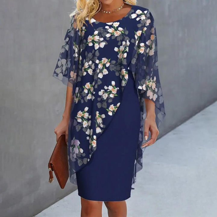 Margaret Floral Sheer Capelet Dress