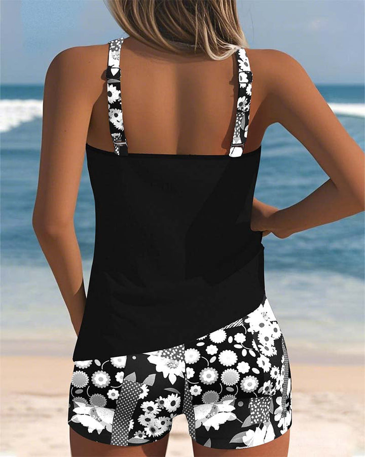 Lisa | Swimsuit Tank Top with Printed Boxer Set