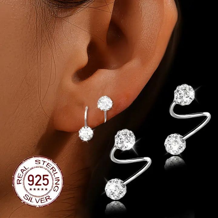 Super Shiny Double Head Spiral Zirconia Earrings