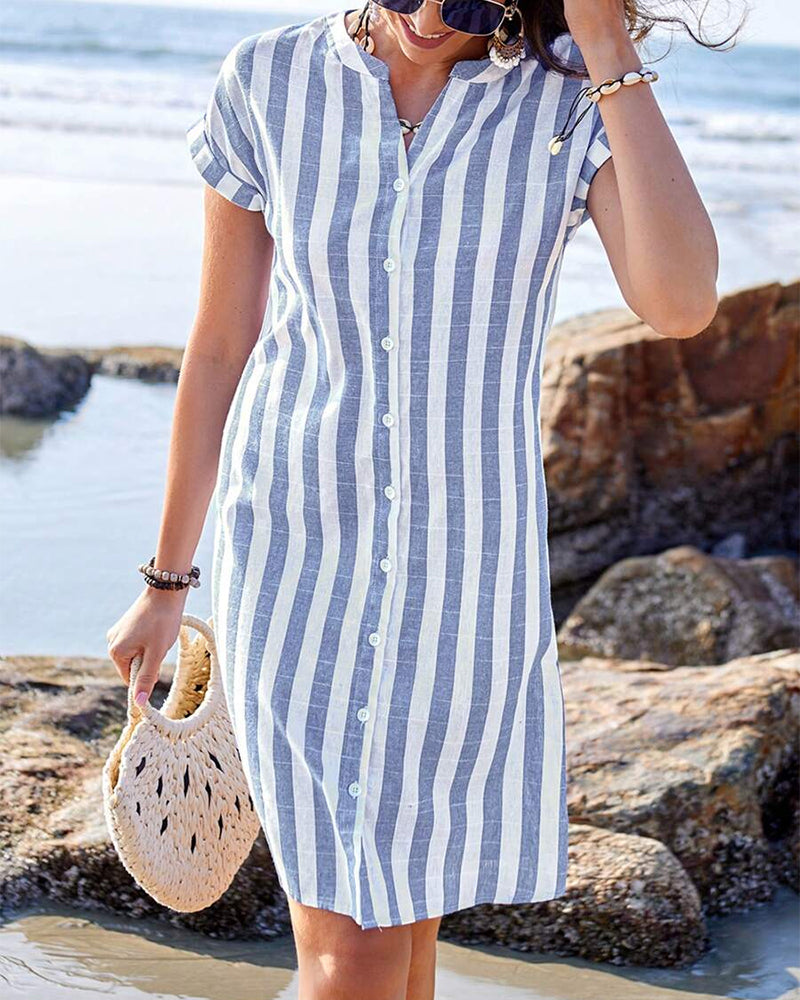 Nicole | Elegant Striped Shirt Dress