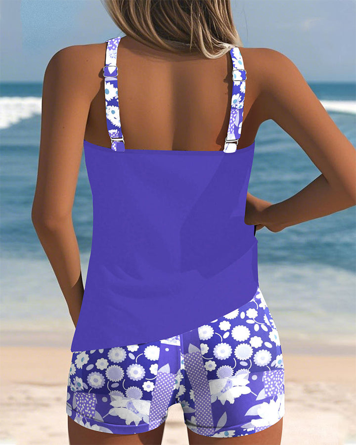 Lisa | Swimsuit Tank Top with Printed Boxer Set
