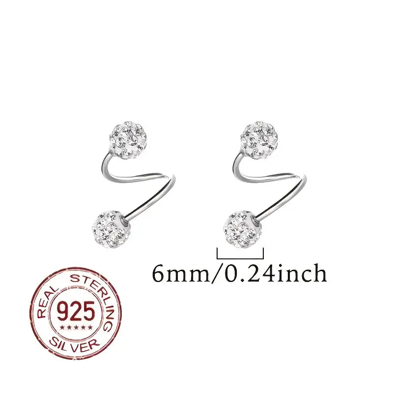 Super Shiny Double Head Spiral Zirconia Earrings