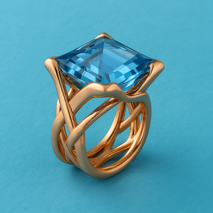 Estelle | Vintage Rose Gold Blue Zirconia Ring