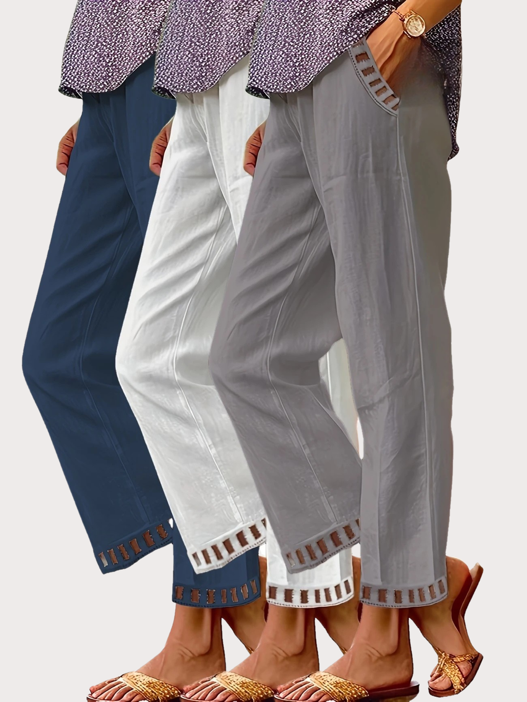 Tracey Contrast Trim Cropped Pants