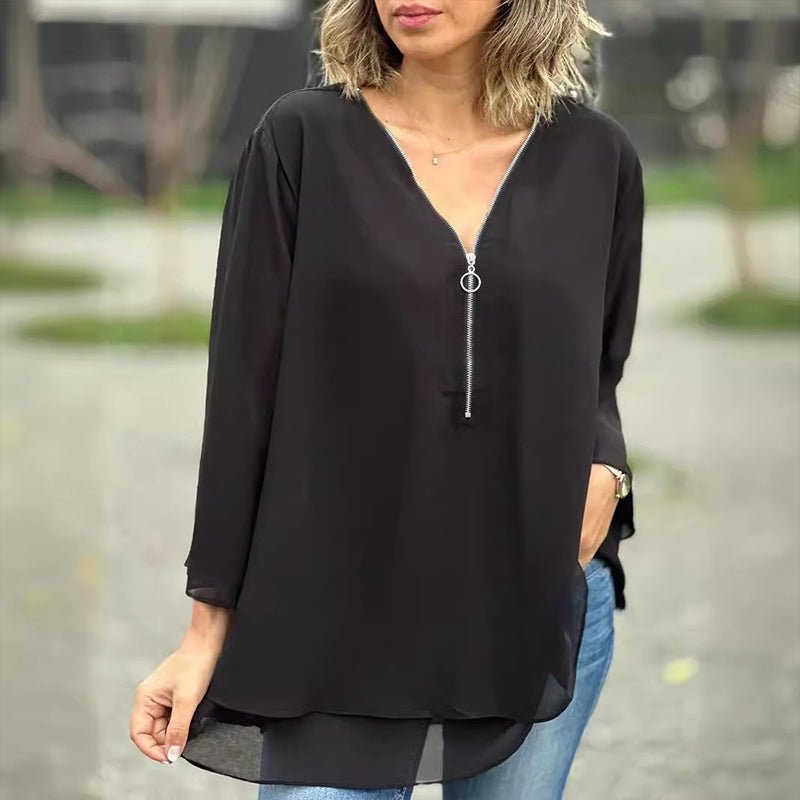 Lorelai Chiffon Zipper Blouse