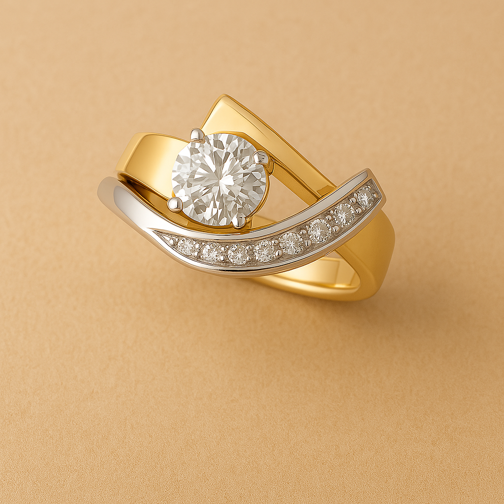 Donna | Vintage Irregular Gold & Silver Zirconia Ring