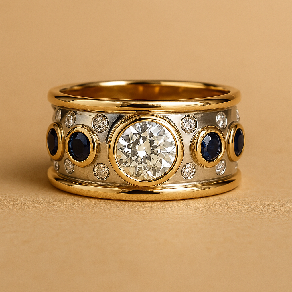 Leila | Vintage Golden Inlaid Zirconia Ring