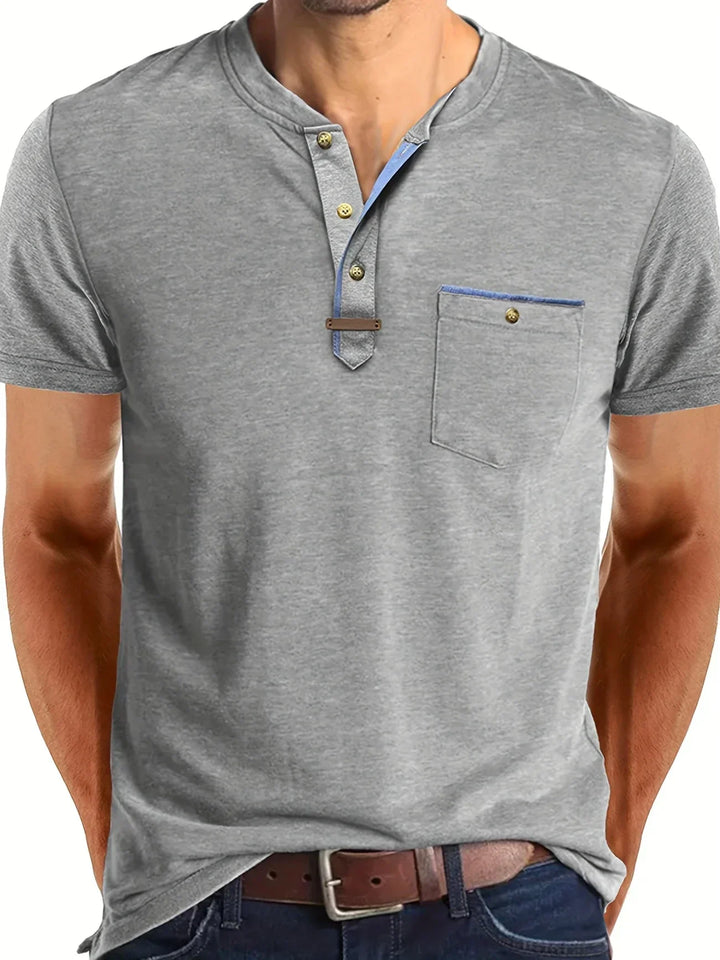 Saxon Elegant Round Neck T Shirt With Pocket