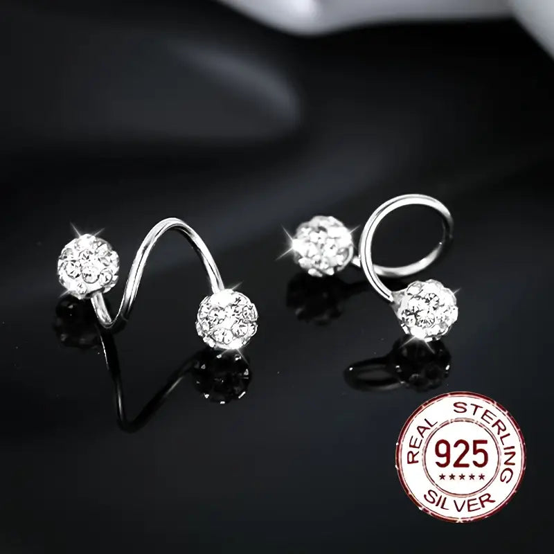 Super Shiny Double Head Spiral Zirconia Earrings