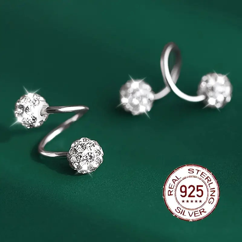 Super Shiny Double Head Spiral Zirconia Earrings