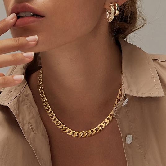 Bella | Golden Chunky Cuban Link Necklace
