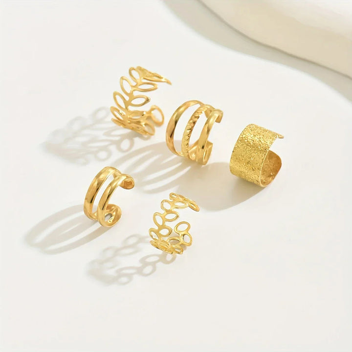 Set of 5 Elegant Gold Earrings