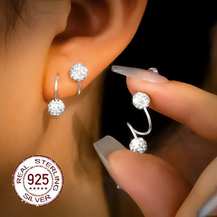 Super Shiny Double Head Spiral Zirconia Earrings