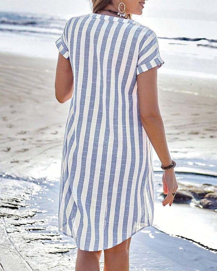 Nicole | Elegant Striped Shirt Dress