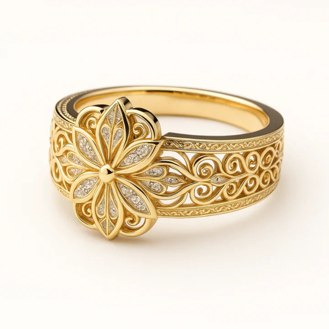 Isa | Flower Zirconia Exotic Gold Ring