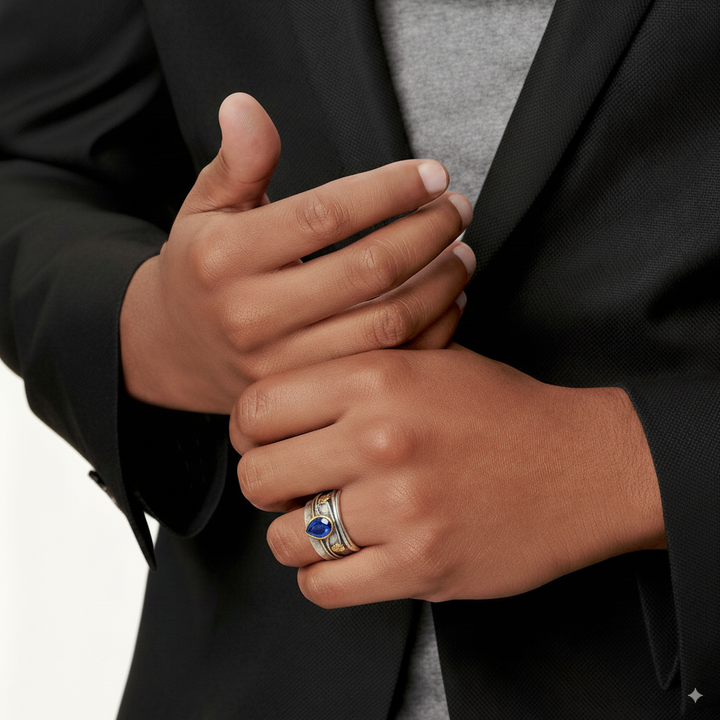 Lucia | Vintage Silver Blue Sapphire Ring