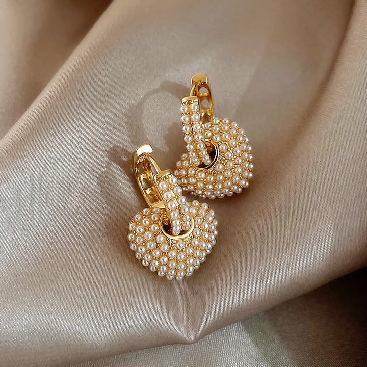 Love Pearls Gold Earrings