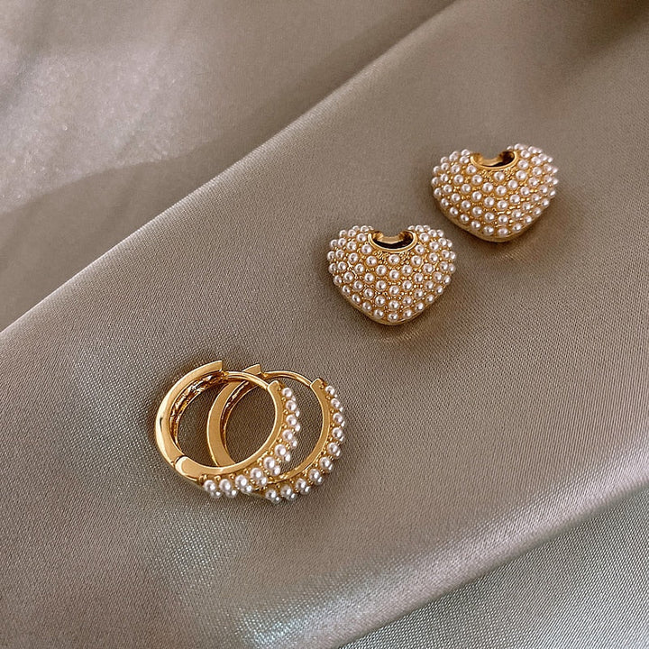 Love Pearls Gold Earrings
