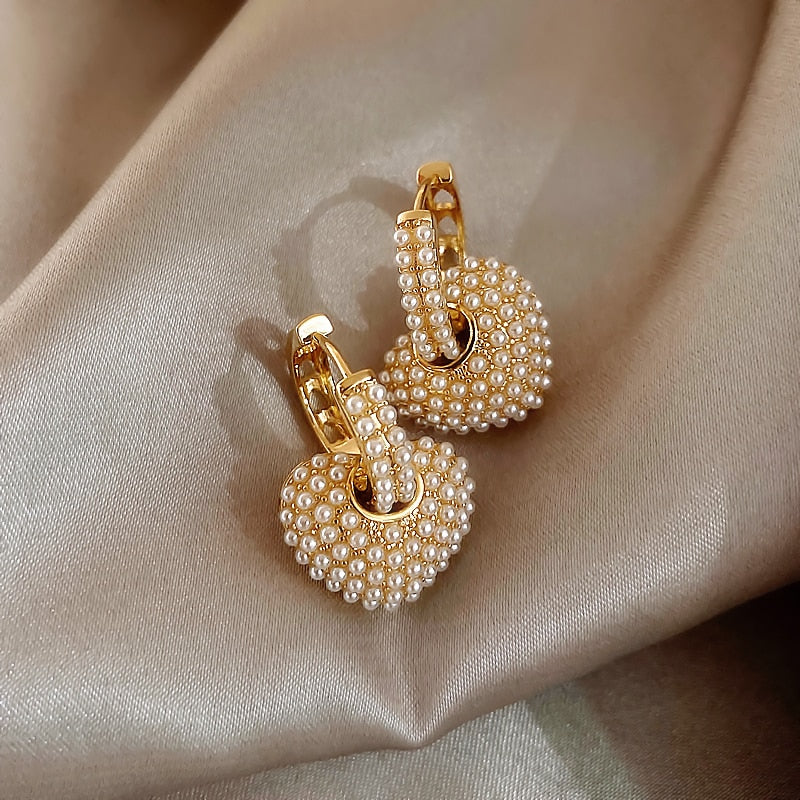 Love Pearls Gold Earrings