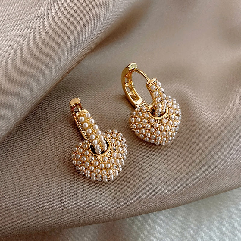 Love Pearls Gold Earrings