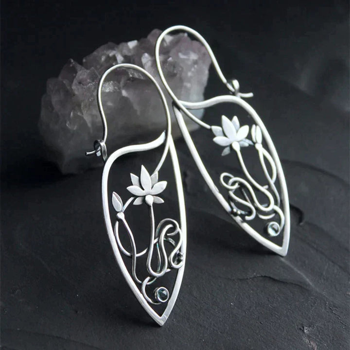 Lotus Flower Sterling Silver Earrings