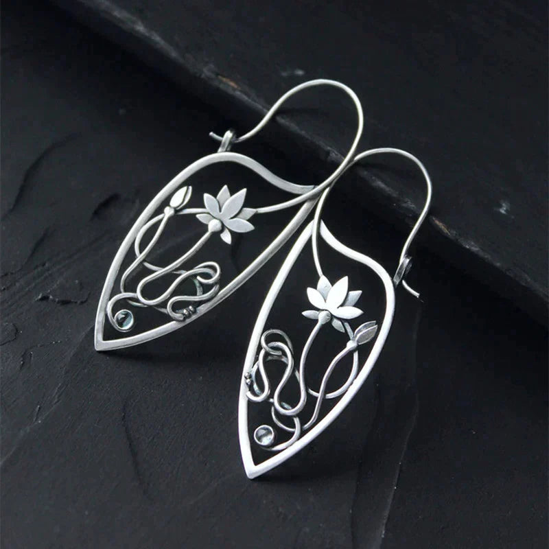 Lotus Flower Sterling Silver Earrings