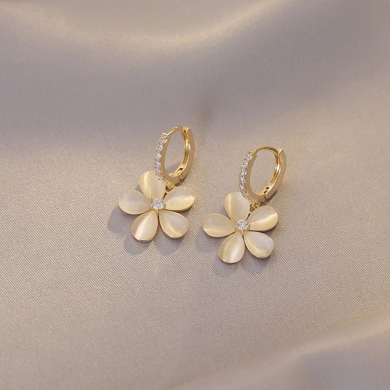 Pristine Petal Earrings with Opal