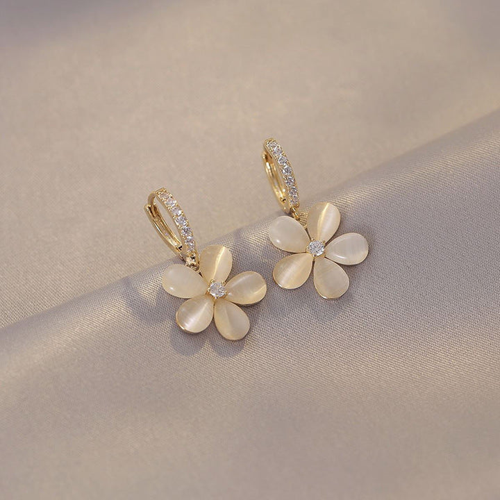 Pristine Petal Earrings with Opal