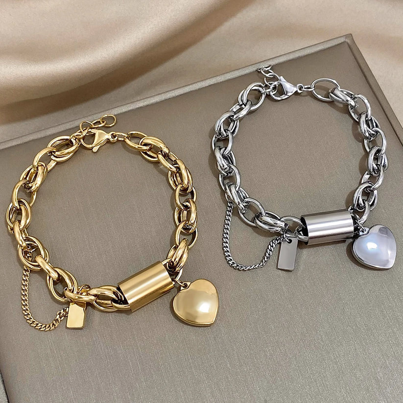 Sophie | Golden Heartened Chunky Bracelet