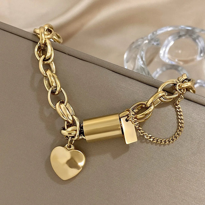 Sophie | Golden Heartened Chunky Bracelet