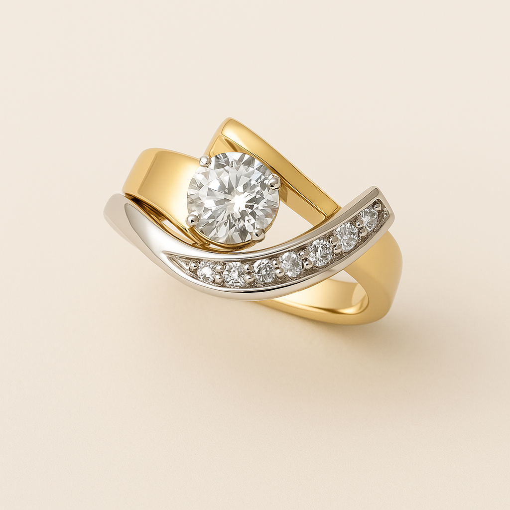 Donna | Vintage Irregular Gold & Silver Zirconia Ring