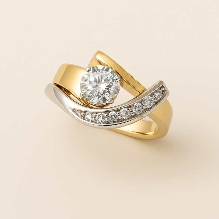 Donna | Vintage Irregular Gold & Silver Zirconia Ring