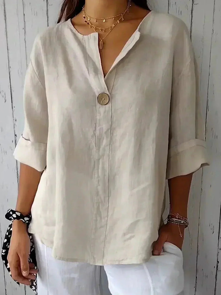 Elowen | Linen V-Neck Casual Blouse