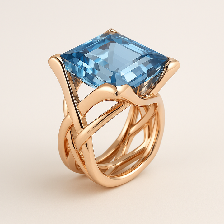 Estelle | Vintage Rose Gold Blue Zirconia Ring