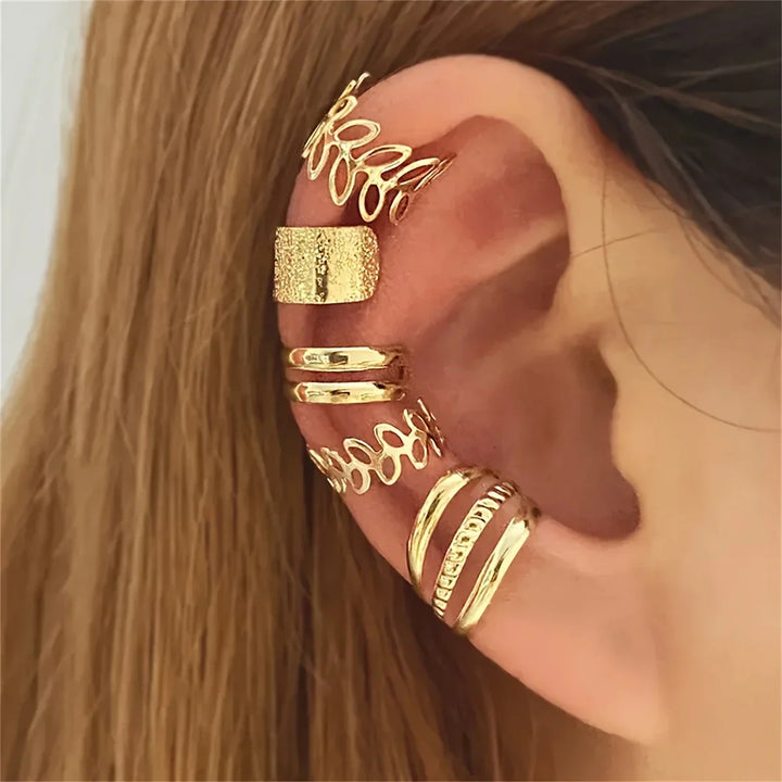 Set of 5 Elegant Gold Earrings