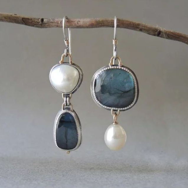 Eva | Vintage Natural Blue Stone Earrings