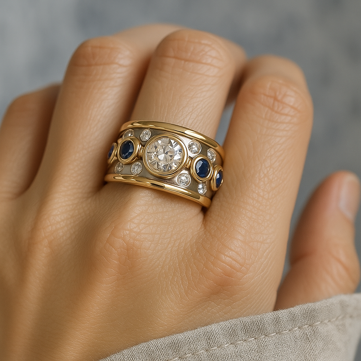 Leila | Vintage Golden Inlaid Zirconia Ring