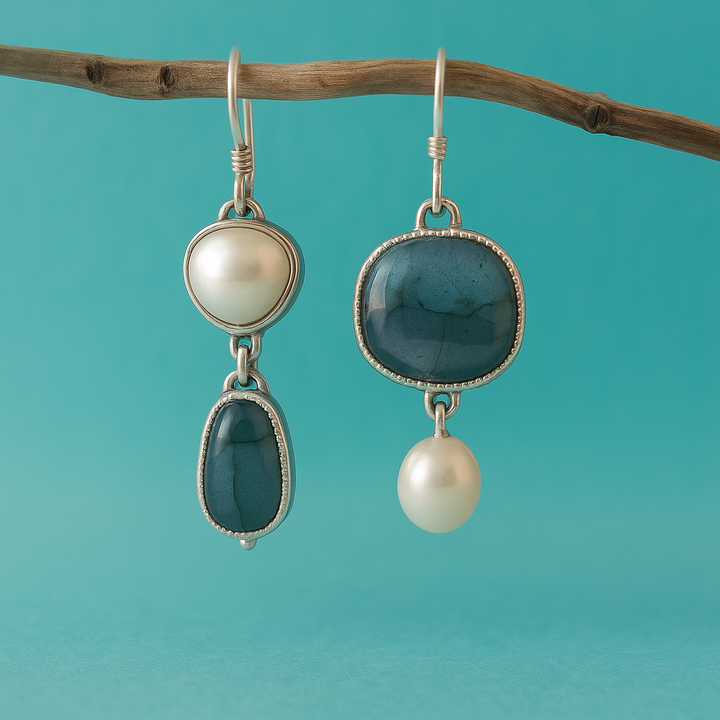 Eva | Vintage Natural Blue Stone Earrings