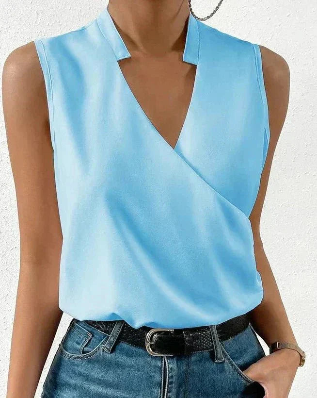 Selene | Sleeveless Wrap Neck Blouse