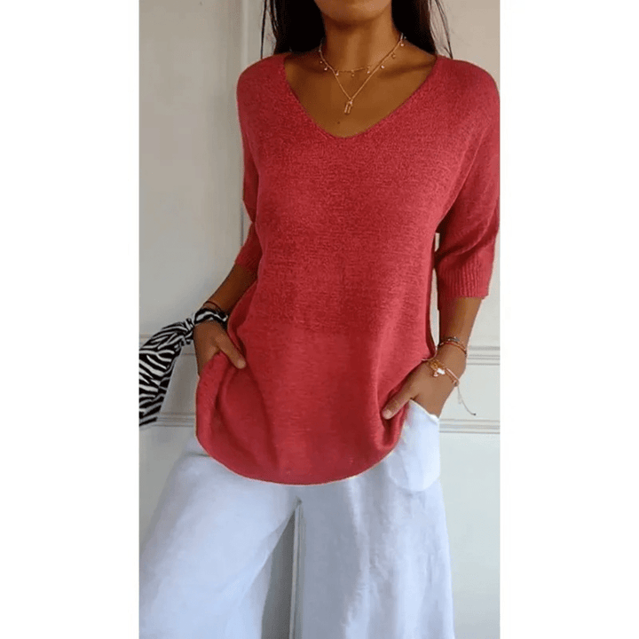 Loraine - Elegant V - Neck Shirt