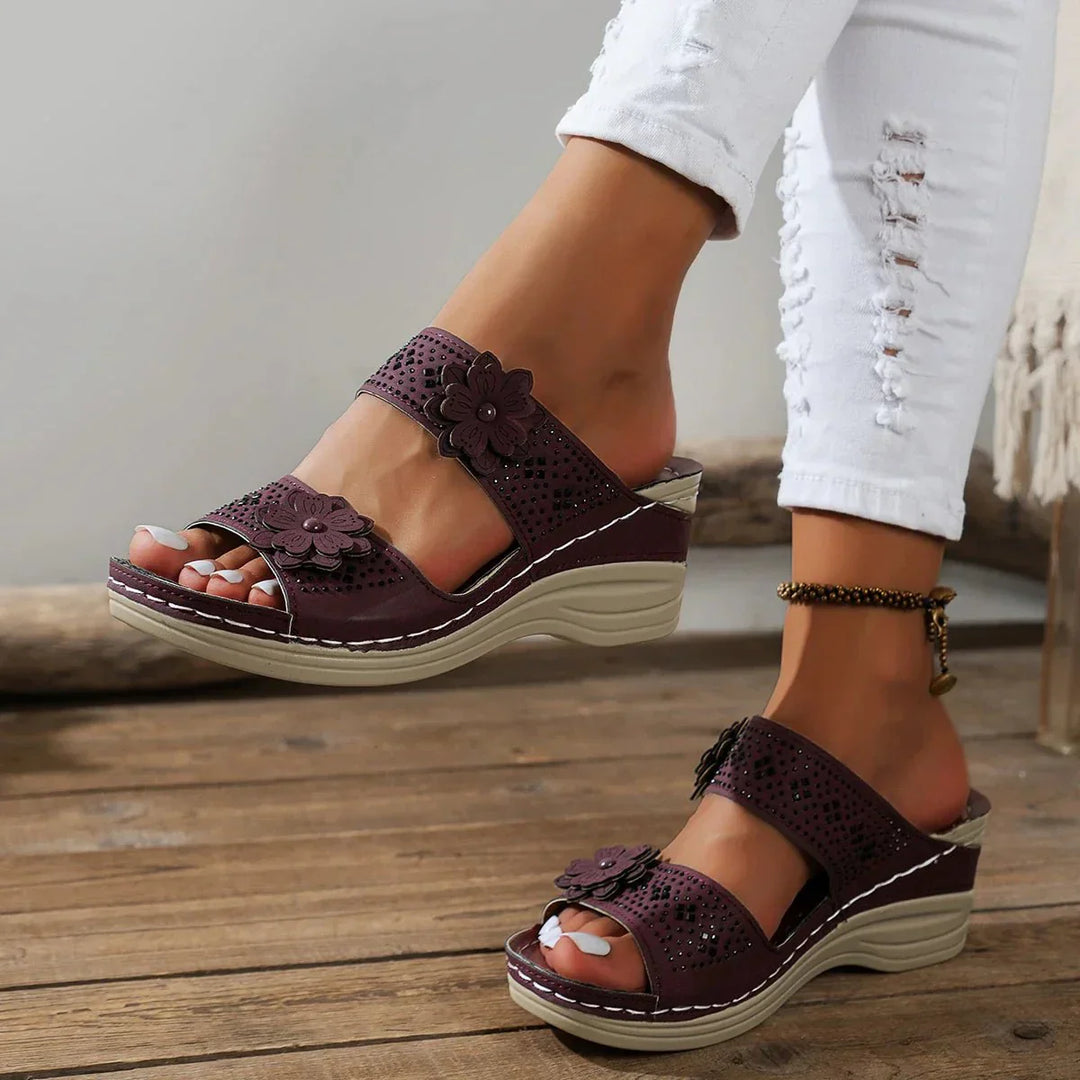 Maribel | Floral Cutout Wedge Sandals