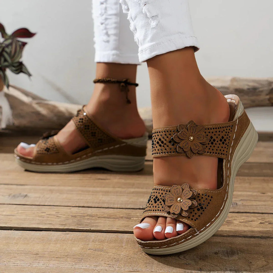 Maribel | Floral Cutout Wedge Sandals