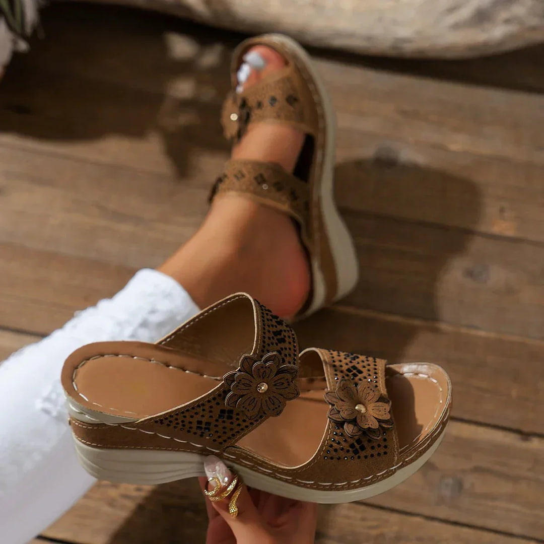 Maribel | Floral Cutout Wedge Sandals